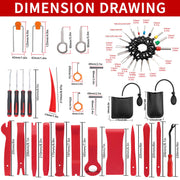 Kit d'outils de démontage de garnitures automobiles en plastique, 63 pièces, rouge