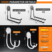 8-Pack Utility Garage Hooks Black & White Steel Wall Mount Holder Hooks