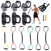 6-Pack Home Gym Exercise Workout Anchors with 6 Pcs Resistance Bands